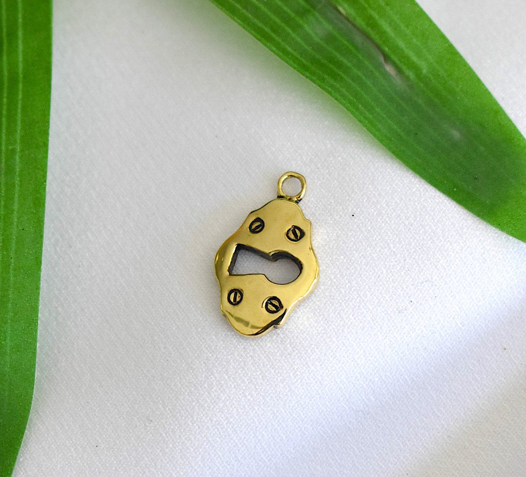 Lock And Key Friendship Handmade Gold Brass Charm Necklace Pendant Jewelry