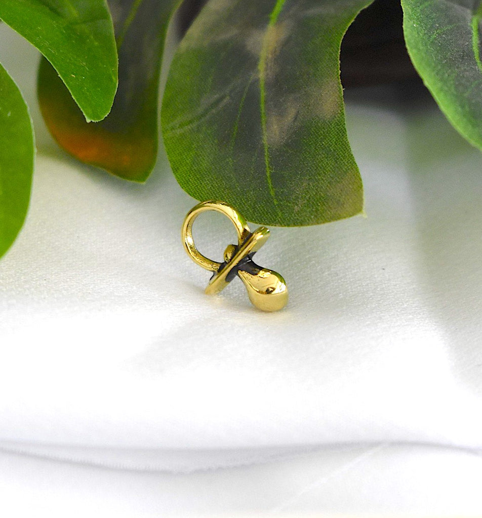 Pacifier Baby Toy Handmade Gold Brass Necklace Pendant Jewelry
