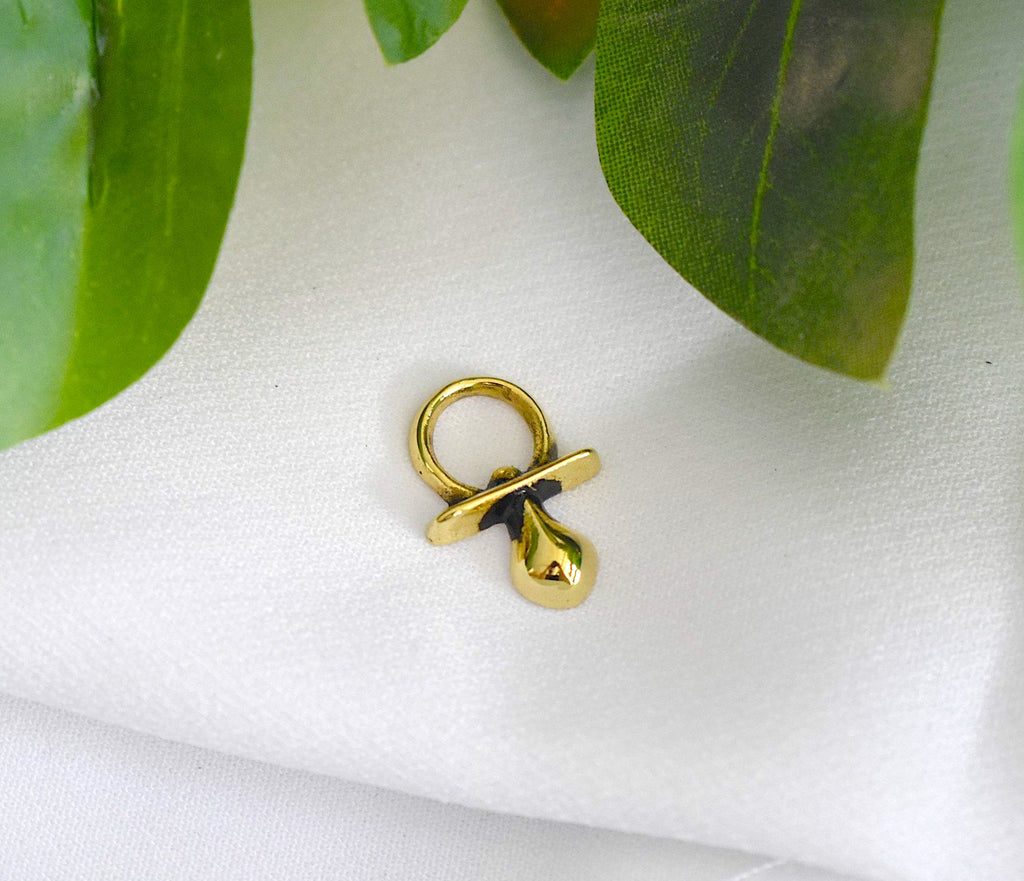 Pacifier Baby Toy Handmade Gold Brass Necklace Pendant Jewelry