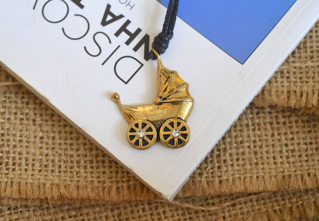 Pacifier Baby Toy Handmade Gold Brass Necklace Pendant Jewelry