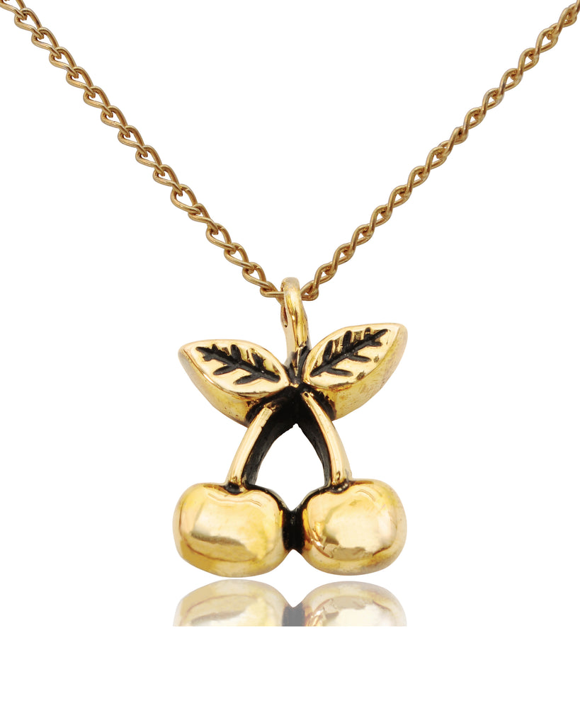 Cute Fruit Pendants Cherry Silver Pewter Brass Charm Necklace Pendant Jewelry