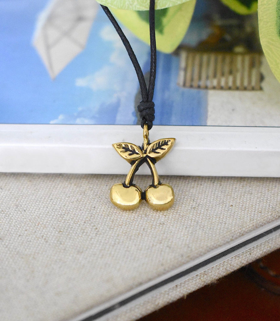 Cute Fruit Pendants Cherry Silver Pewter Brass Charm Necklace Pendant Jewelry