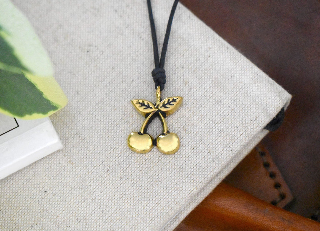 Cute Fruit Pendants Cherry Silver Pewter Brass Charm Necklace Pendant Jewelry