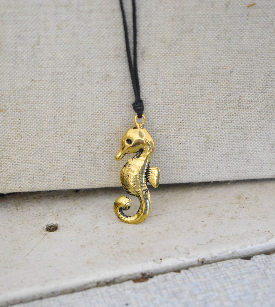 Sea Horse Ocean Silver Pewter Gold Brass Charm Necklace Pendant Jewelry