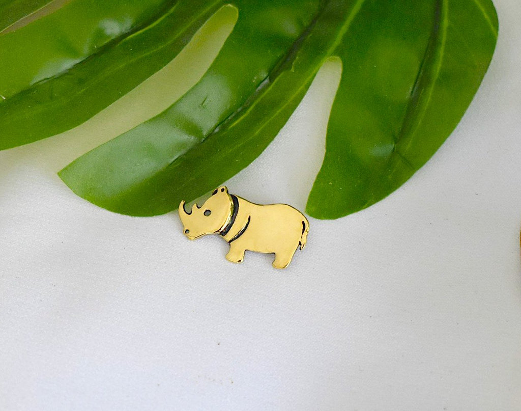 Lovely Rhino Handmade Gold Brass Necklace Pendant Jewelry