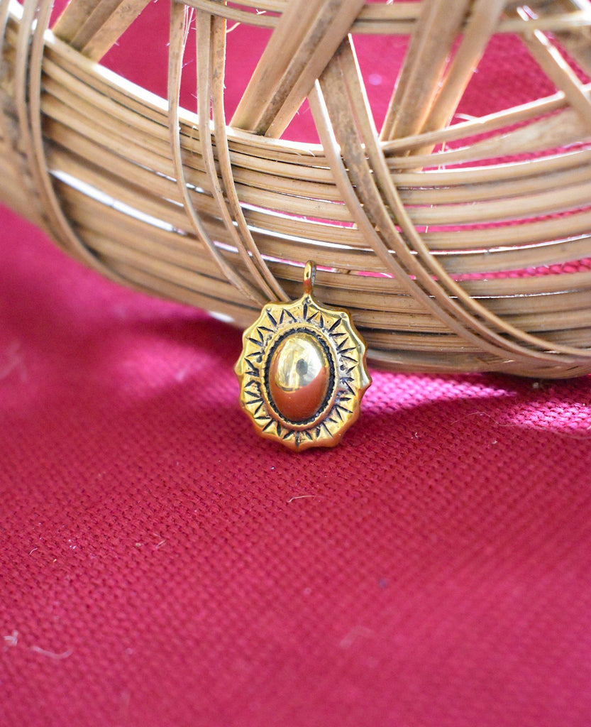 Vintage Amulet Gold Brass Charm Necklace Pendant Jewelry