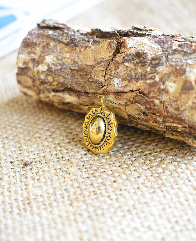 Vintage Amulet Gold Brass Charm Necklace Pendant Jewelry