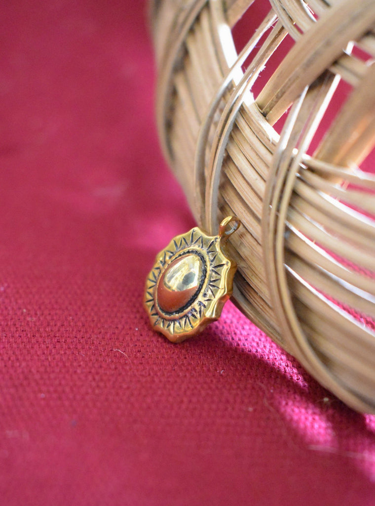 Vintage Amulet Gold Brass Charm Necklace Pendant Jewelry