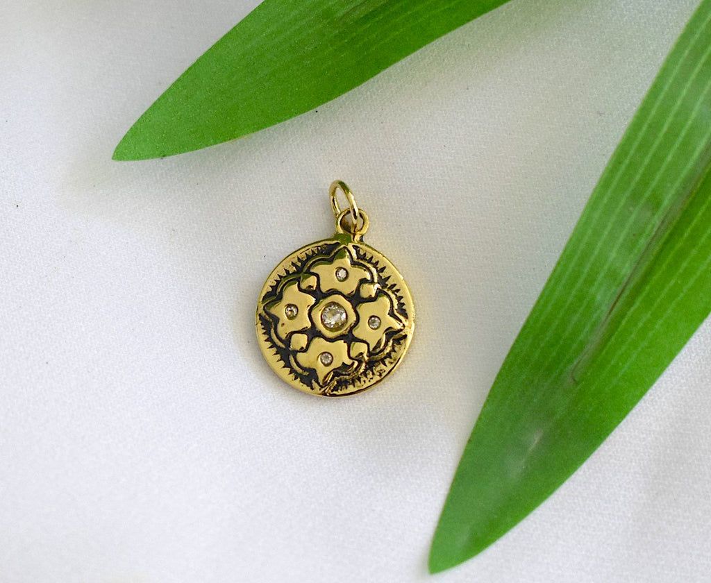 Vintage Amulet Gold Brass Charm Necklace Pendant Jewelry