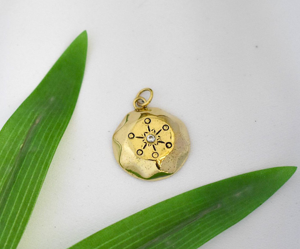 Vintage Amulet Gold Brass Charm Necklace Pendant Jewelry