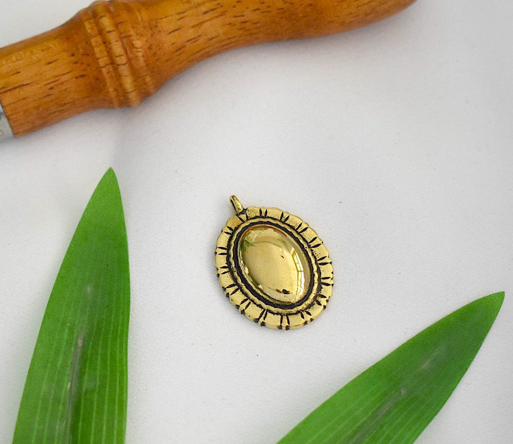 Vintage Amulet Gold Brass Charm Necklace Pendant Jewelry