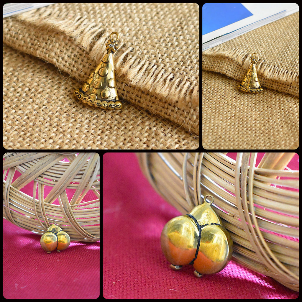 Party Clown Handmade Gold Brass Charm Necklace Pendant Jewelry