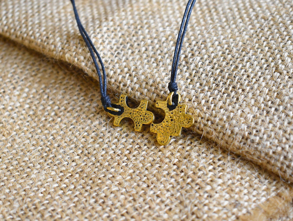 Best Friend Puzzle Silver Pewter Gold Brass Charm Necklace Pendant