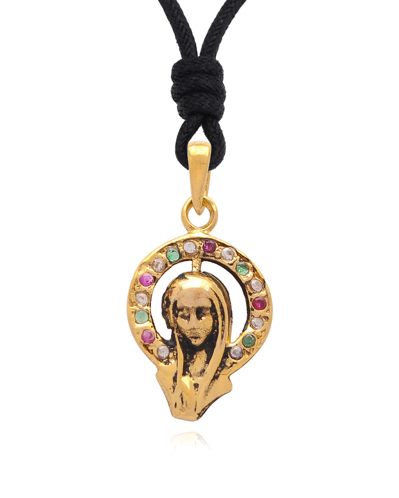 Virgin Mary Mother Of Jesus Handmade Brass Charm Necklace Pendant Jewelry