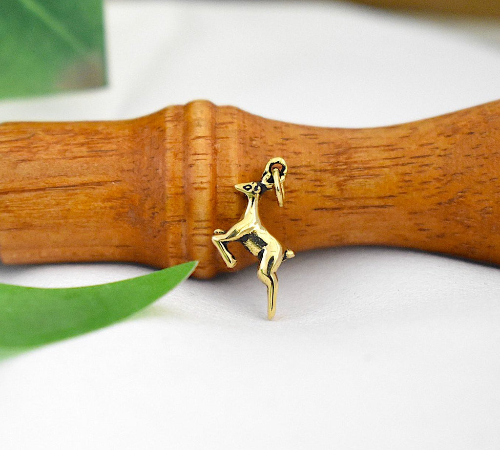 Deer 92.5 Sterling Silver Gold Brass Charm Necklace Pendant Jewelry