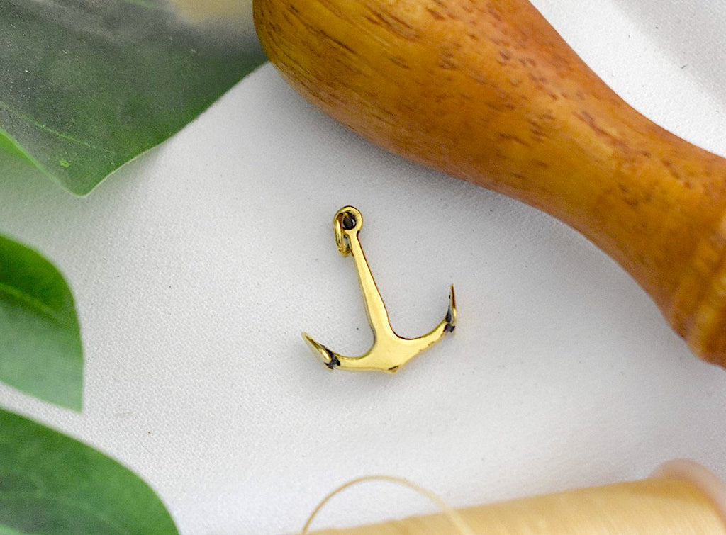 Anchor Ship Boat Pewter Sterling-silver Brass Charm Necklace Pendant Jewelry