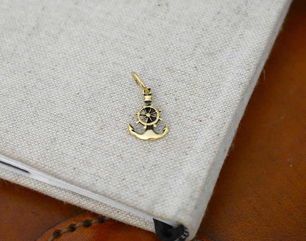 Ship Steering Wheel Anchor 92.5 Sterling Silver Pewter Necklace Pendent Jewelry