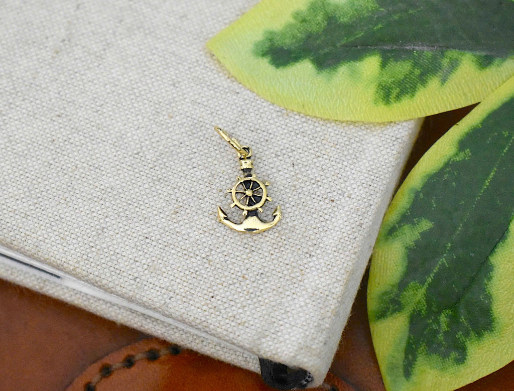 Ship Steering Wheel Anchor 92.5 Sterling Silver Pewter Necklace Pendent Jewelry