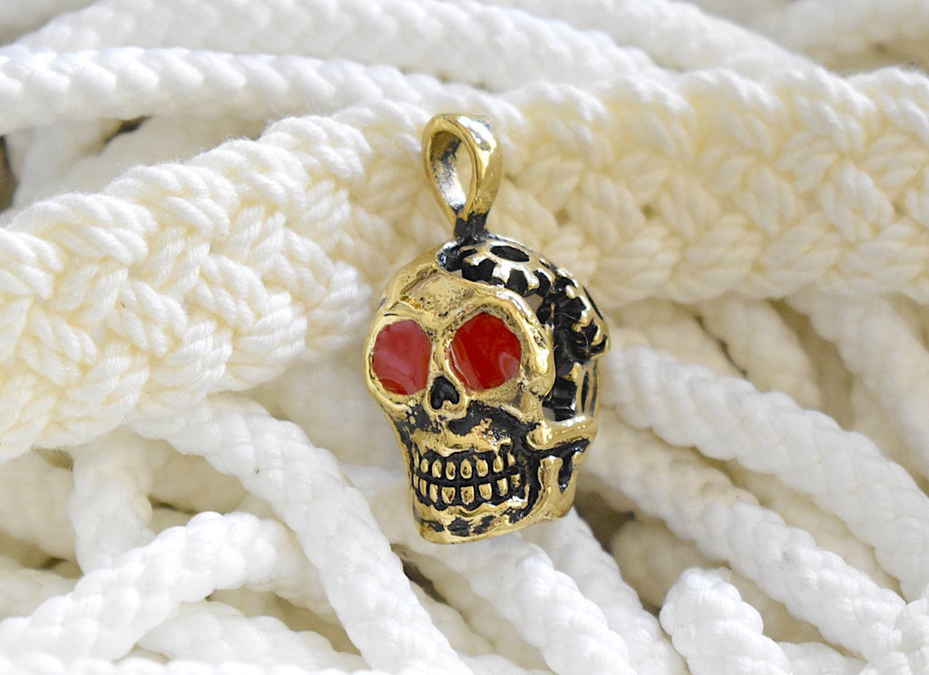 Skull Gothic Steam Punk Silver Pewter Gold Brass Charm Necklace Pendant Jewelry