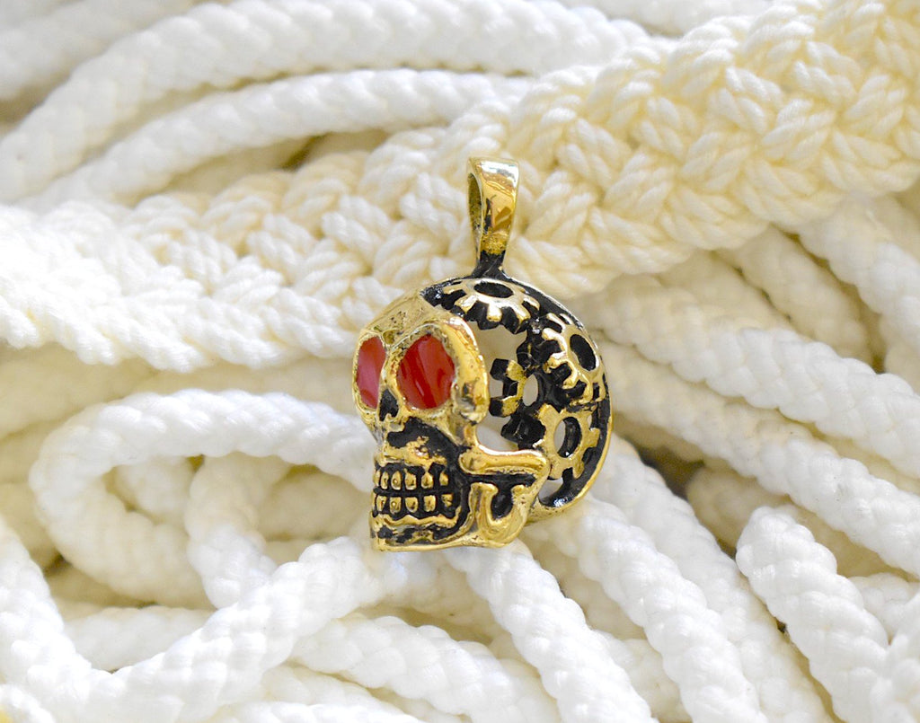 Skull Gothic Steam Punk Silver Pewter Gold Brass Charm Necklace Pendant Jewelry