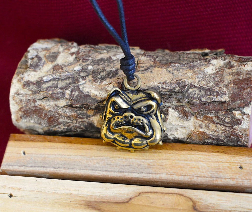 Bulldog Head Handmade Silver Pewter Gold Brass Necklace Pendant Jewelry