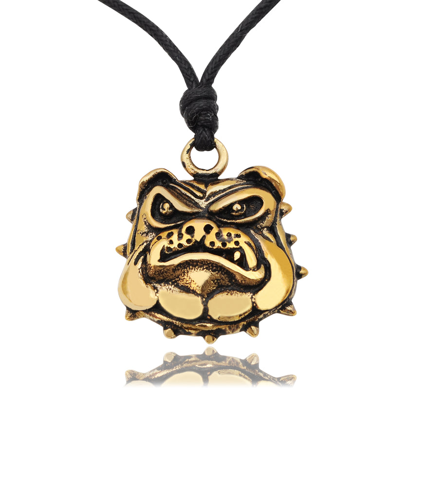 Bulldog Head Handmade Silver Pewter Gold Brass Necklace Pendant Jewelry