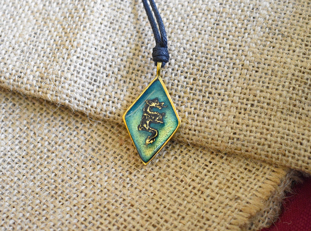 Stunning Dragon Gold Brass Charm Necklace Pendant Jewelry