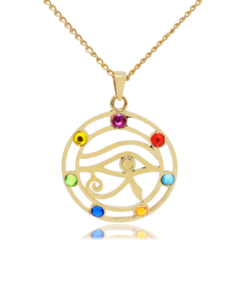 Crystal Eye of Ra 92.5 Sterling Silver Pewter Brass Necklace Pendant Jewelry