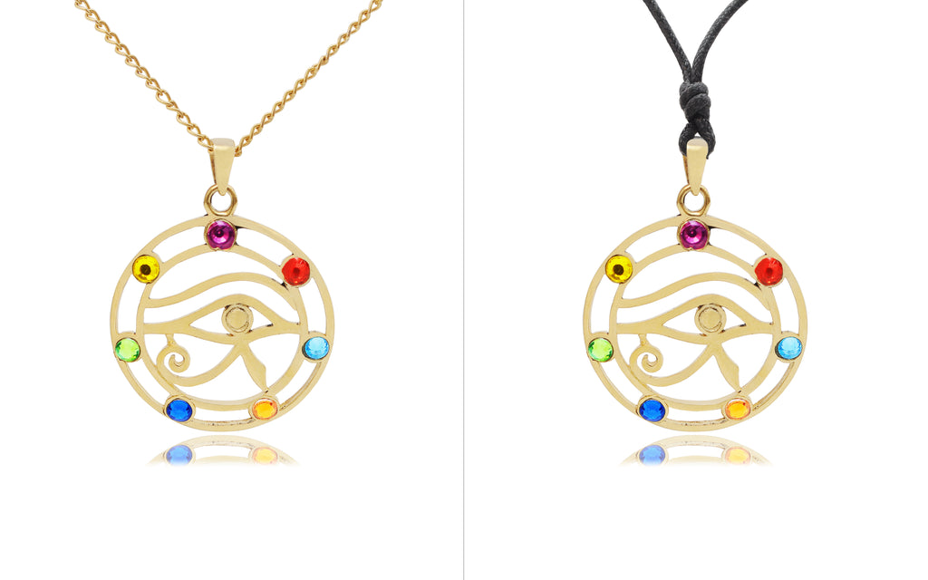 Crystal Eye of Ra 92.5 Sterling Silver Pewter Brass Necklace Pendant Jewelry