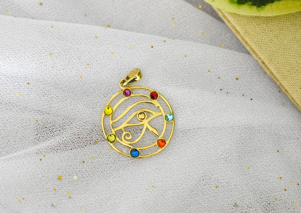 Crystal Eye of Ra 92.5 Sterling Silver Pewter Brass Necklace Pendant Jewelry