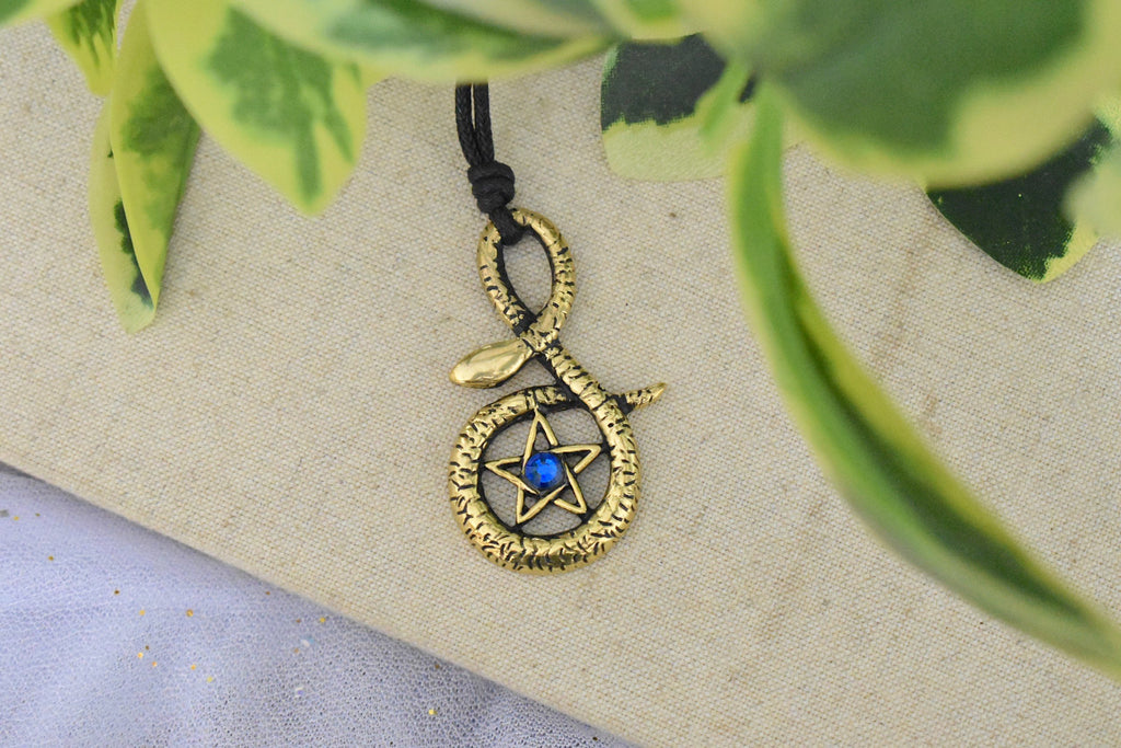 Pentagram Snake 92.5 Sterling Silver Pewter Brass Necklace Pendant Jewelry