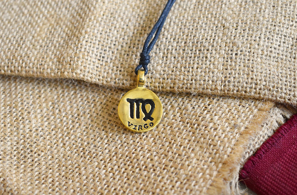 Astrology Silver Pewter Gold Brass Charm Necklace Pendant Horoscope Zodiac