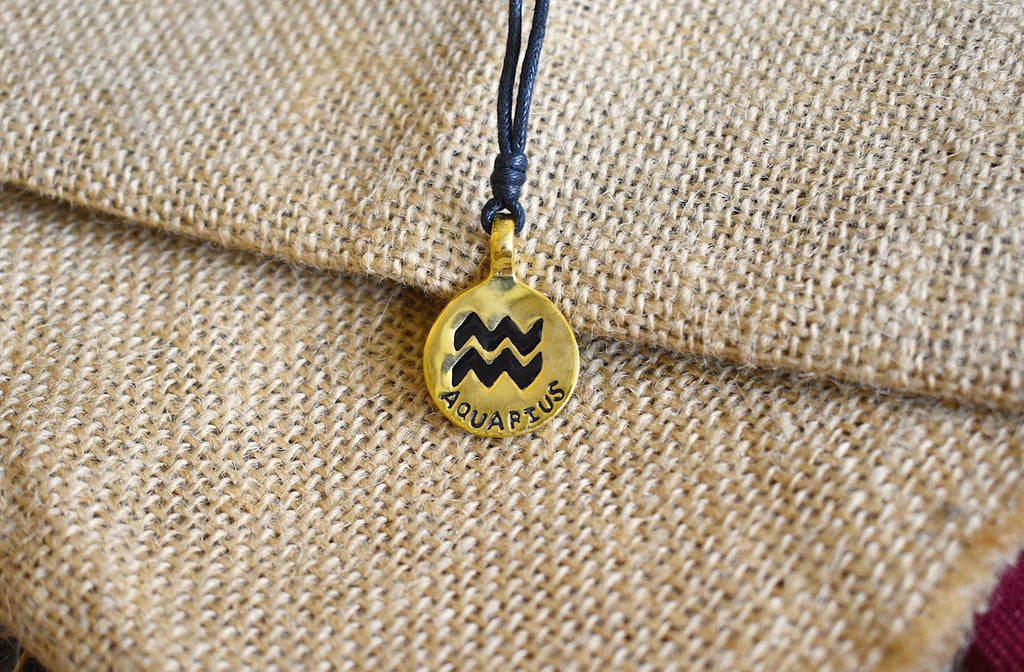 Astrology Silver Pewter Gold Brass Charm Necklace Pendant Horoscope Zodiac
