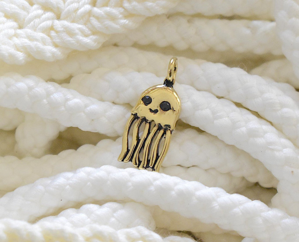 Cute Jelllyfish Handmade Gold Brass Necklace Pendant Jewelry