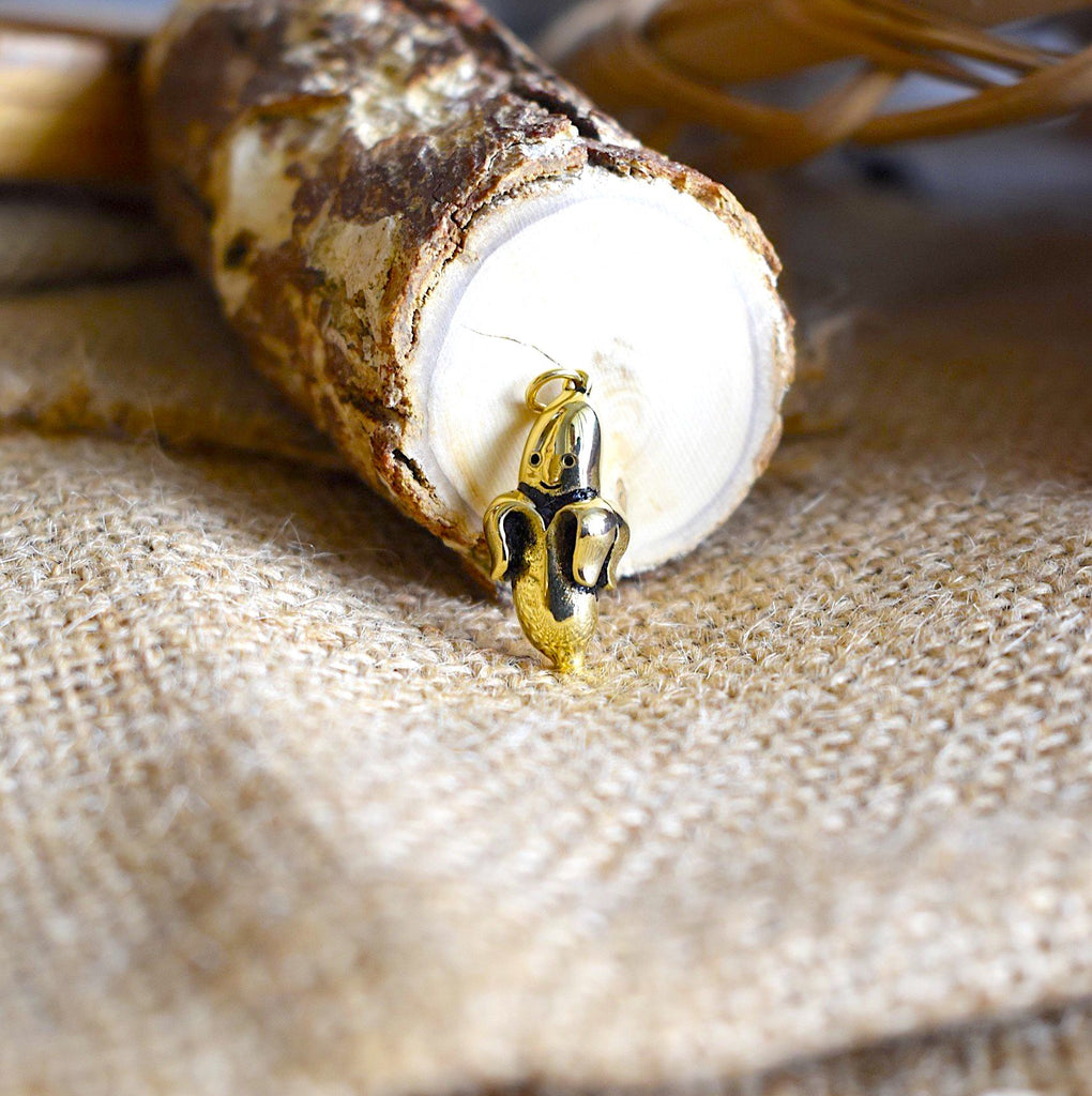 Sad Banana Silver Pewter Gold Brass Charm Necklace Pendant Jewelry