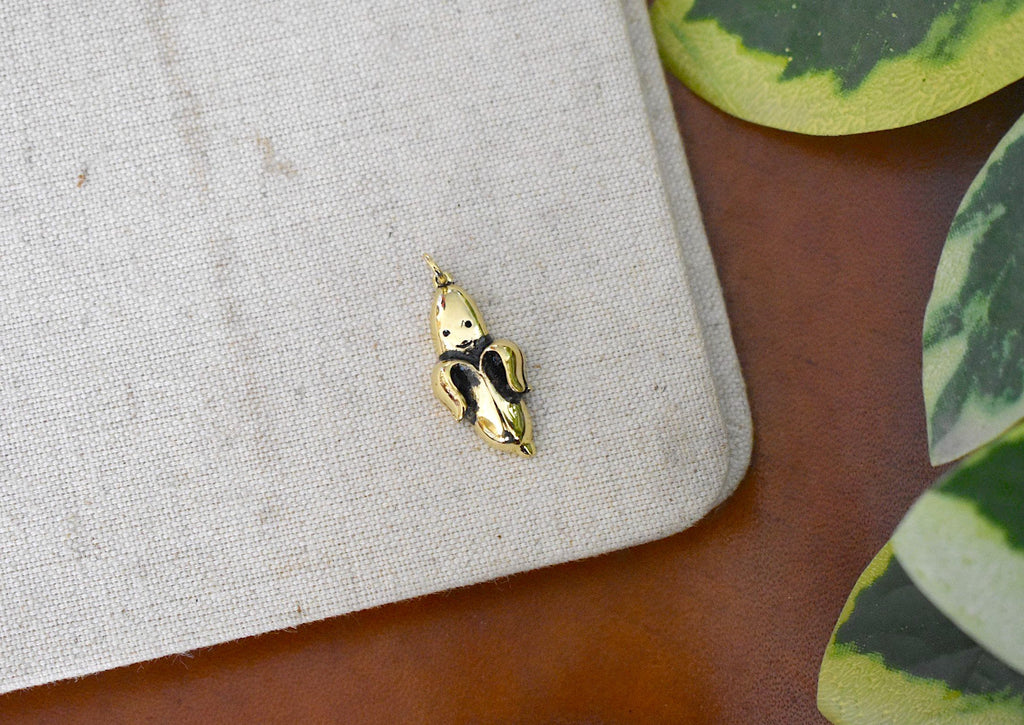 Sad Banana Silver Pewter Gold Brass Charm Necklace Pendant Jewelry