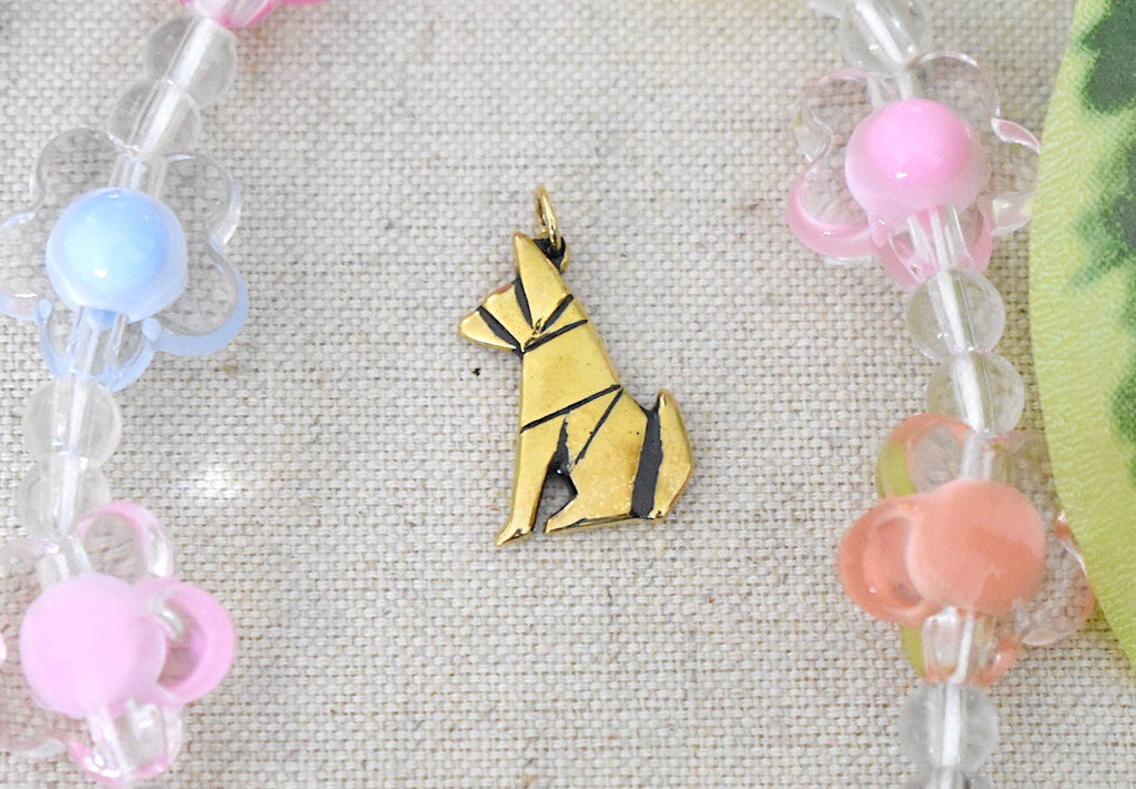 Cute Dog Silver Pewter Gold Brass Charm Necklace Pendant Jewelry