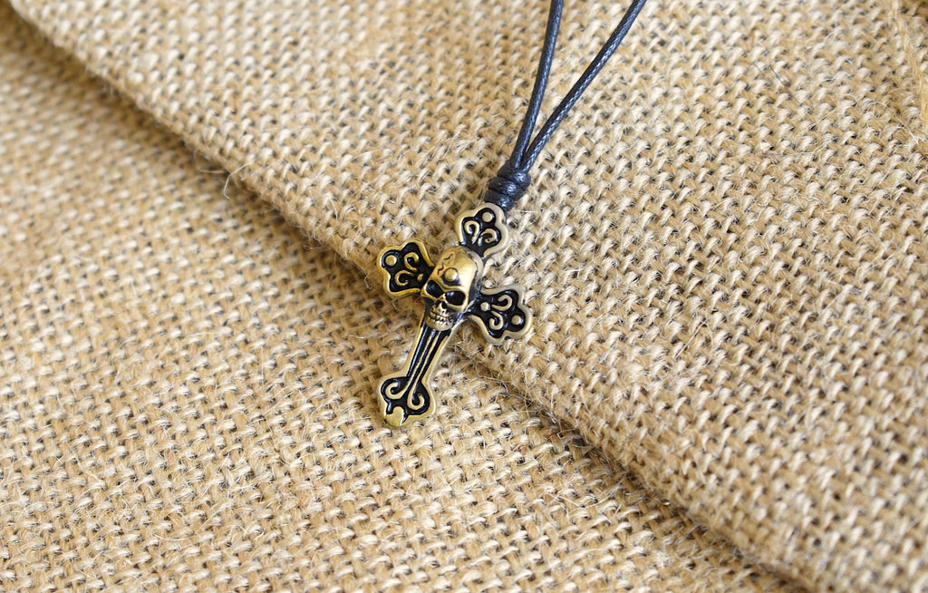 New Celtic Gothic Skull Cross Silver Pewter Gold Brass Necklace Pendant Jewelry