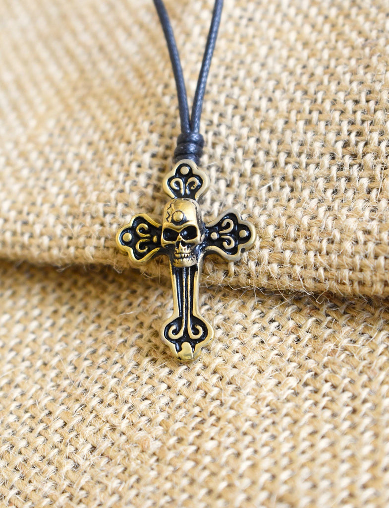 New Celtic Gothic Skull Cross Silver Pewter Gold Brass Necklace Pendant Jewelry