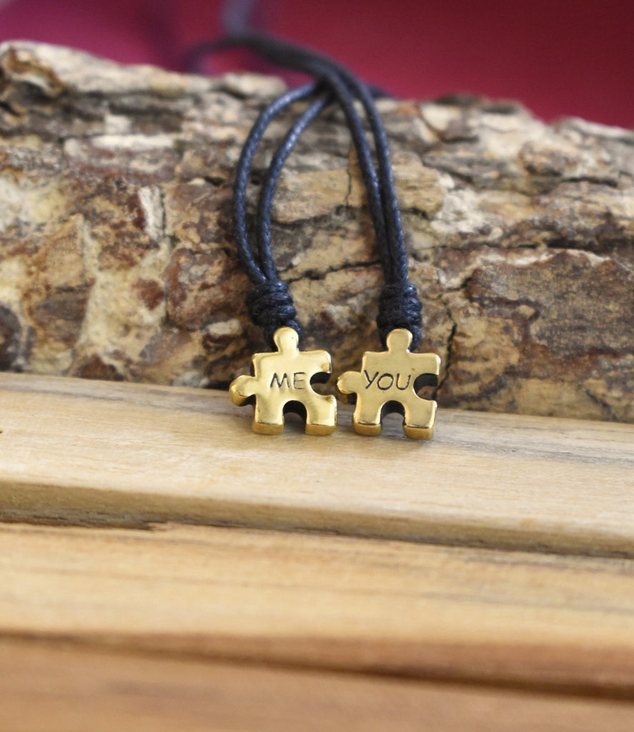 Best Friend Puzzle Silver Pewter Gold Brass Charm Necklace Pendant