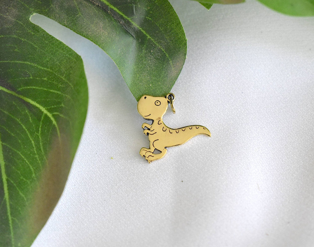 Lovely Dinosaur Silver Pewter Gold Brass Charm Necklace Pendant Jewelry