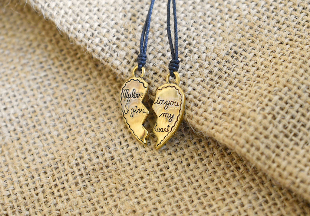 Bestfriend Couple Pendant Silver Pewter Gold Brass Charm Necklace Pendant Jewelr