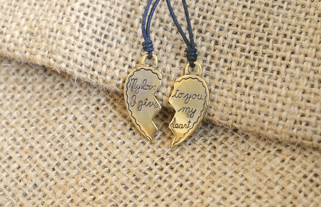 Bestfriend Couple Pendant Silver Pewter Gold Brass Charm Necklace Pendant Jewelr