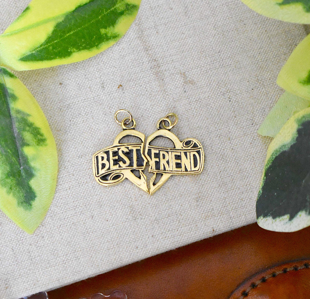 Bestfriend Couple Pendant Silver Pewter Gold Brass Charm Necklace Pendant Jewelr