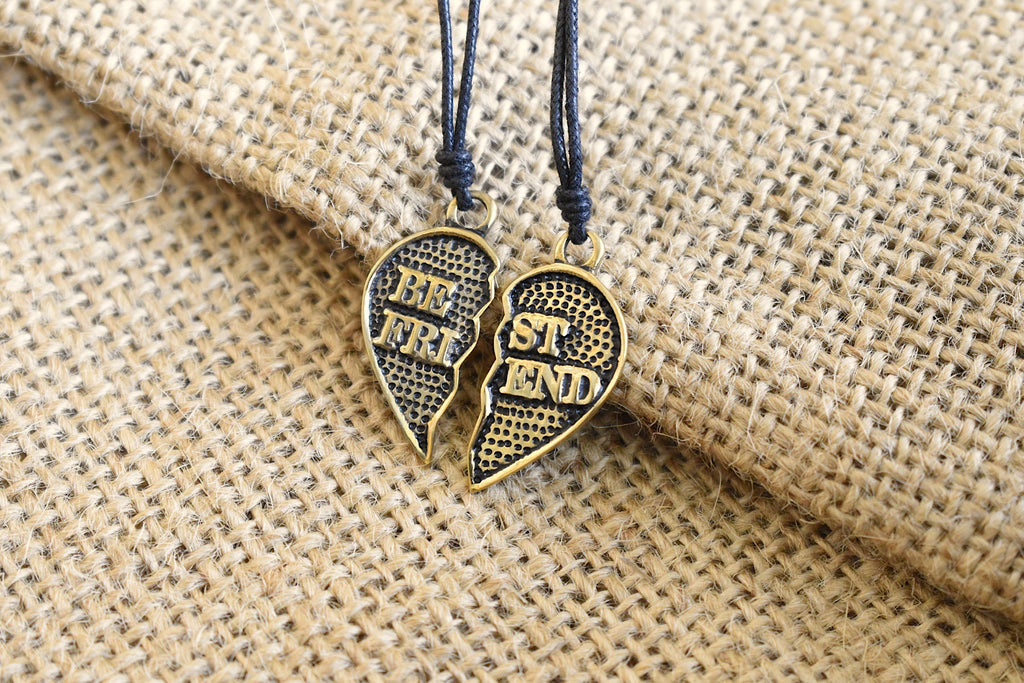 Bestfriend Couple Pendant Silver Pewter Gold Brass Charm Necklace Pendant Jewelr
