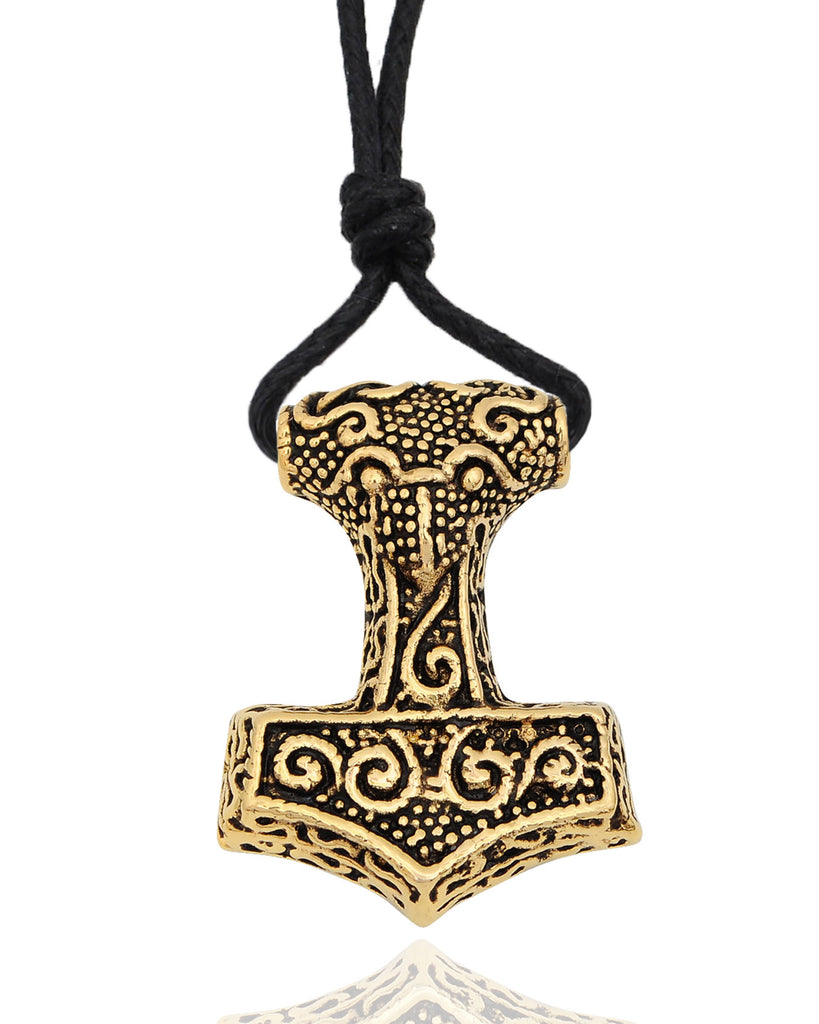 Thunder God Hammer Silver Pewter Gold Brass Charm Necklace Pendant Jewelry