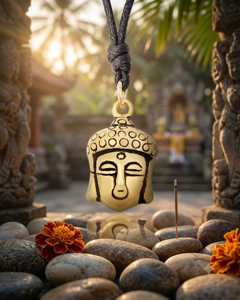 Buddha Head Silver Pewter Gold Brass Charm Necklace Pendant Jewelry