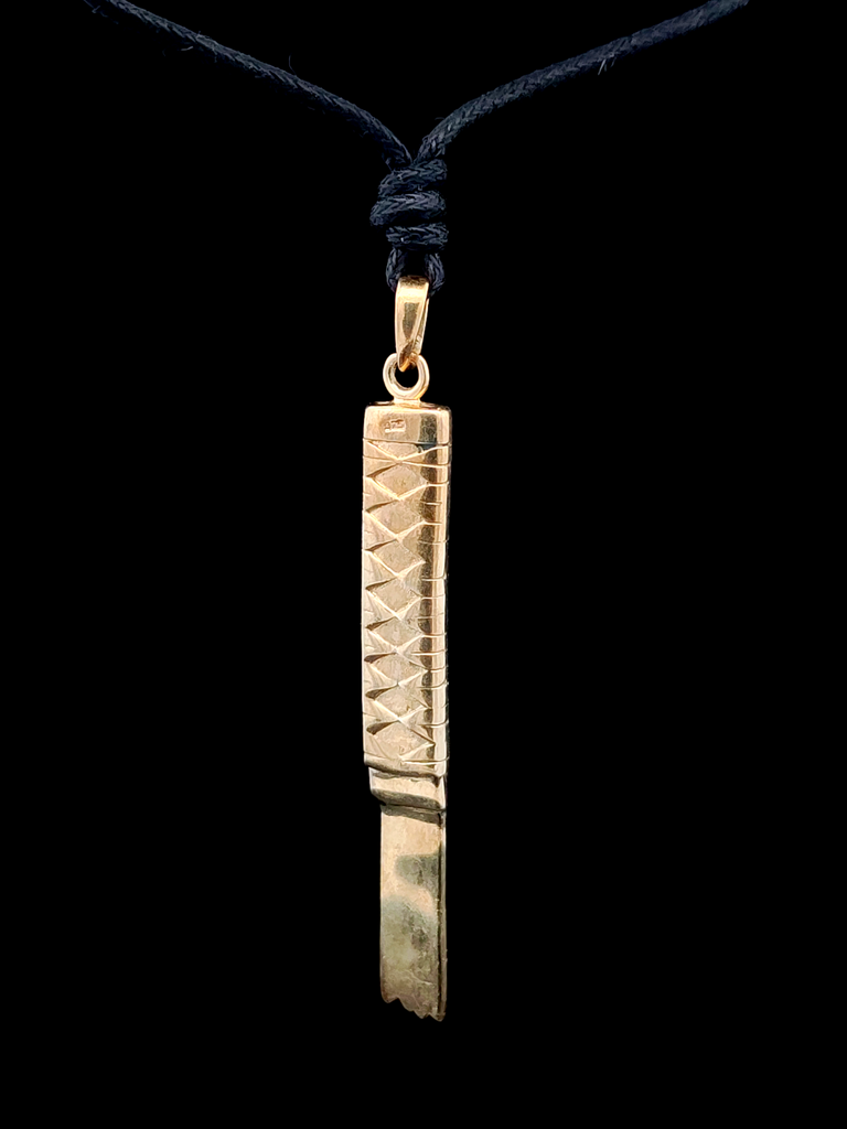 Sword Samurai 92.5 Sterling Silver Gold Brass Necklace Pendant Jewelry