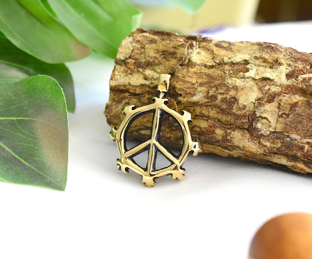 New Peace Sign Silver Pewter Gold Brass Charm Necklace Pendant Jewelry