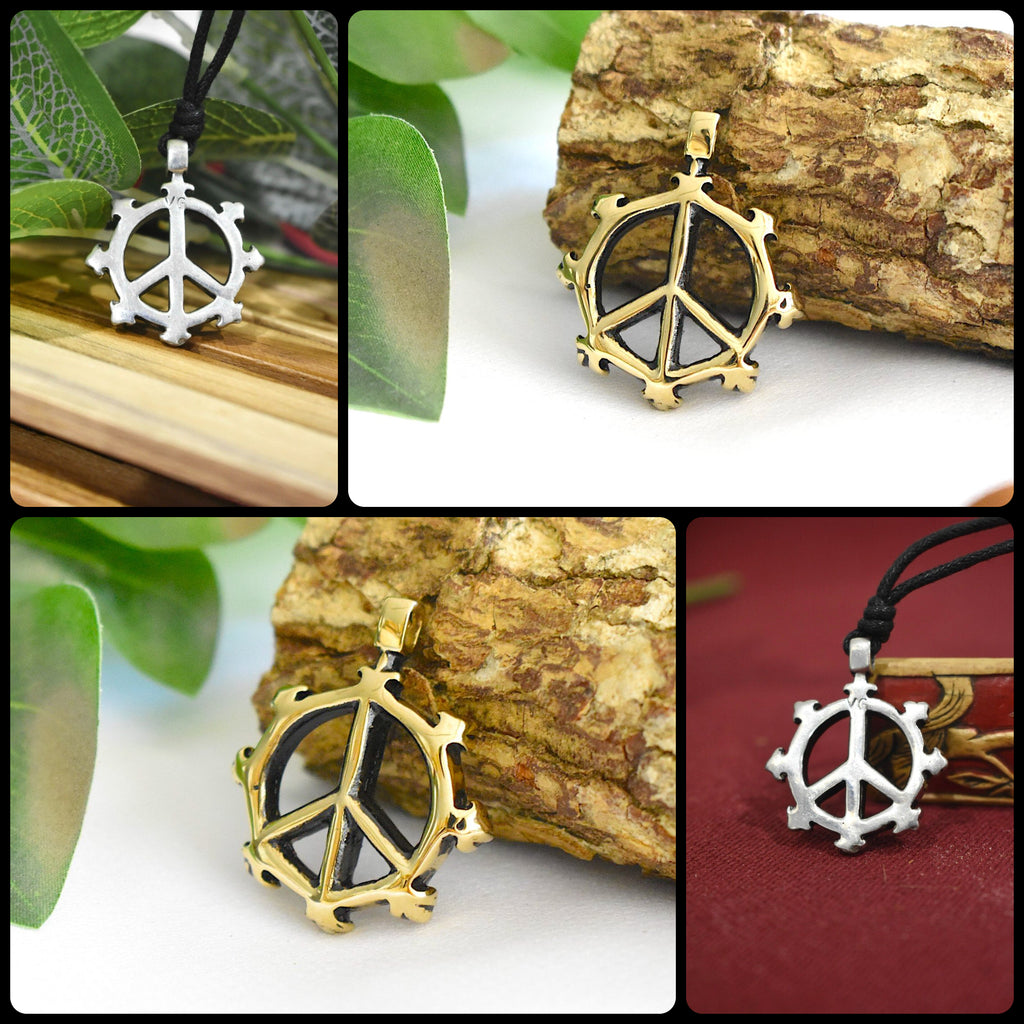 New Peace Sign Silver Pewter Gold Brass Charm Necklace Pendant Jewelry